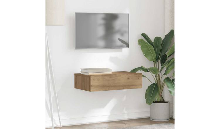Walplus Engineered Wood LED TV Cabinet - Artisan Oak - 60 x 35 x 15.5 cm