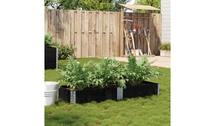 Walplus Wood Garden Planter - Black - 150 x 50 x 21.5 cm