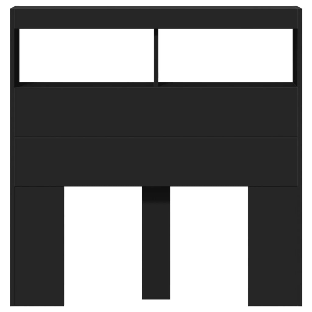 Walplus Engineered Wood LED Headboard Cabinet - Black - 100 x 17 x 102 cm - Image 5