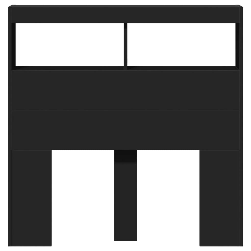 Walplus Engineered Wood LED Headboard Cabinet - Black - 100 x 17 x 102 cm - Image 5