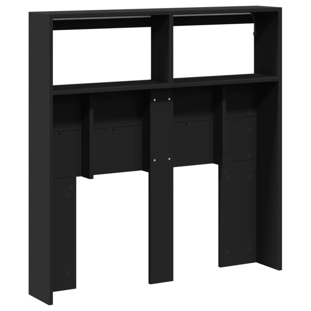 Walplus Engineered Wood LED Headboard Cabinet - Black - 100 x 17 x 102 cm - Image 6