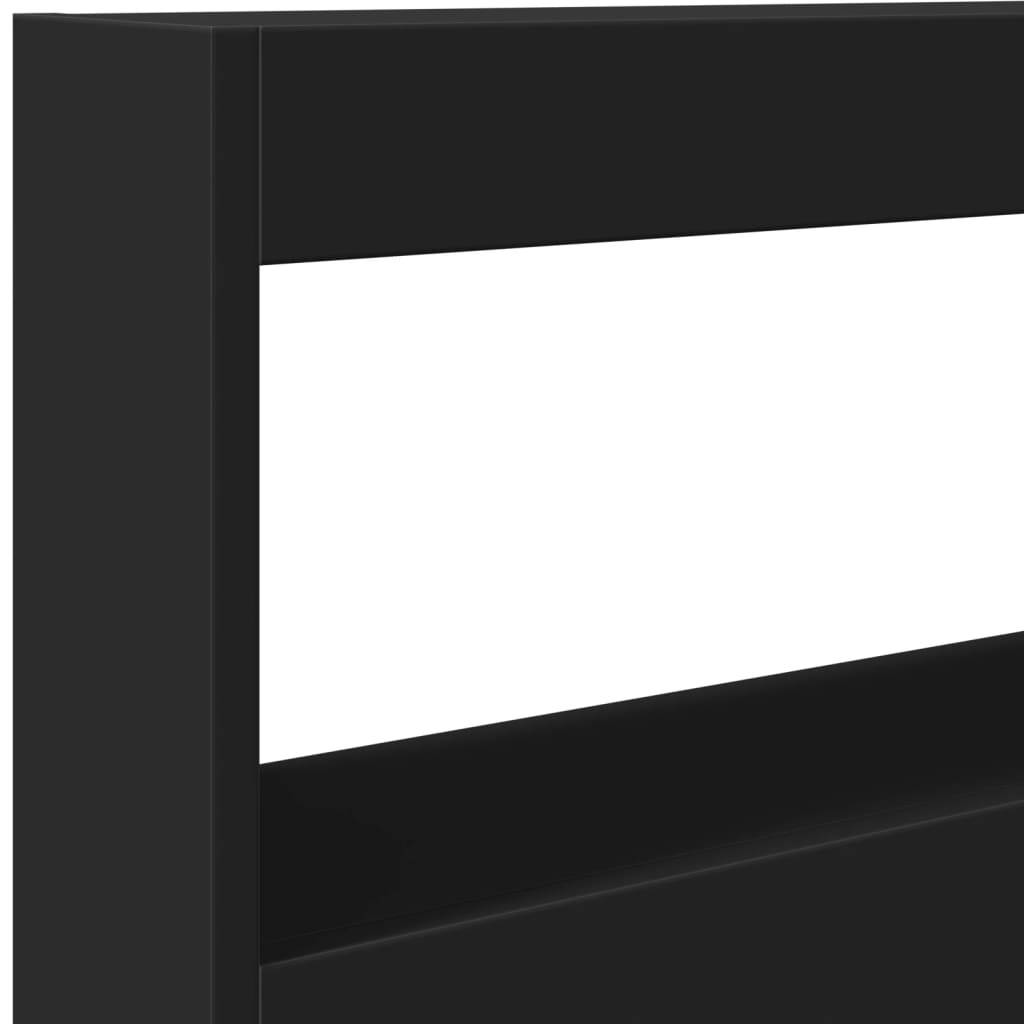 Walplus Engineered Wood LED Headboard Cabinet - Black - 100 x 17 x 102 cm - Image 8