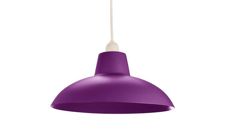 Happy Homewares Purple Industrial Retro Matt Curved Metal Pendant Shade - 29cm