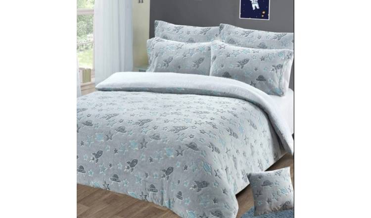 New Edge Blinds Outer Space Glow in the Dark Teddy Duvet Set  - Double