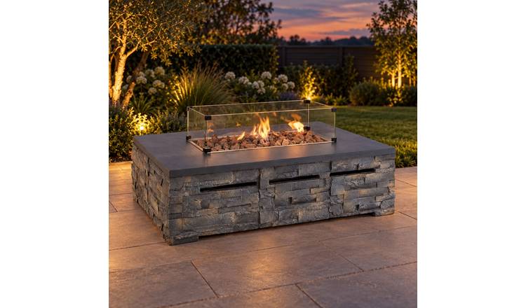 Kettler Magnesium Oxide Concrete Stone Fire Pit Coffee Table - 132 x 85cm