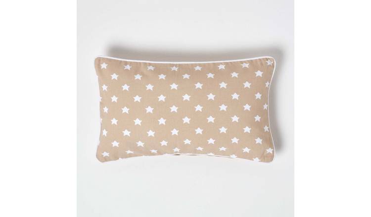 Homescapes Beige Cotton Stars Rectangular Cushion Cover - 30 x 50 cm