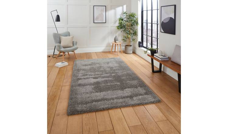 Mega Flooring Grey Shaggy Plain Rug - 120 x 170cm