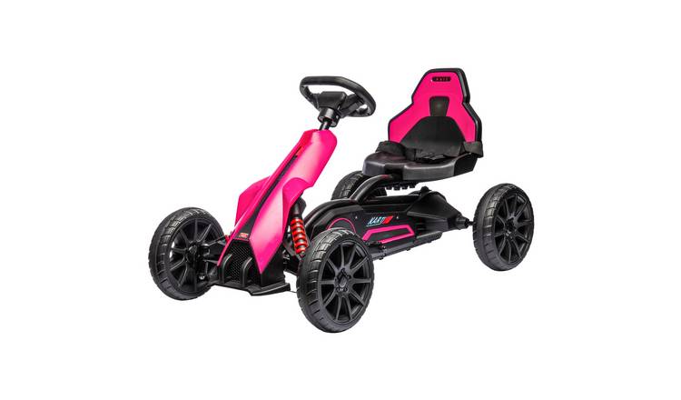 HOMCOM 12V 3 to 8 Years Dual Speed Safety Belt Electric Go Kart – Pink