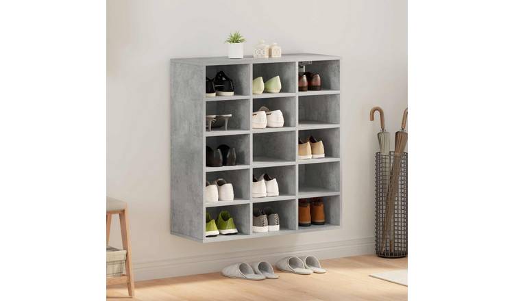 Walplus Engineered Wood Shoe Cabinet - Concrete Grey - 77.5 x 30 x 83.5 cm