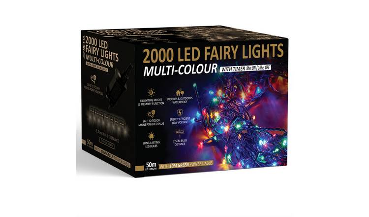 NETTA 2000 LED 50m Christmas Fairy String Lights with Timer - Multicolour