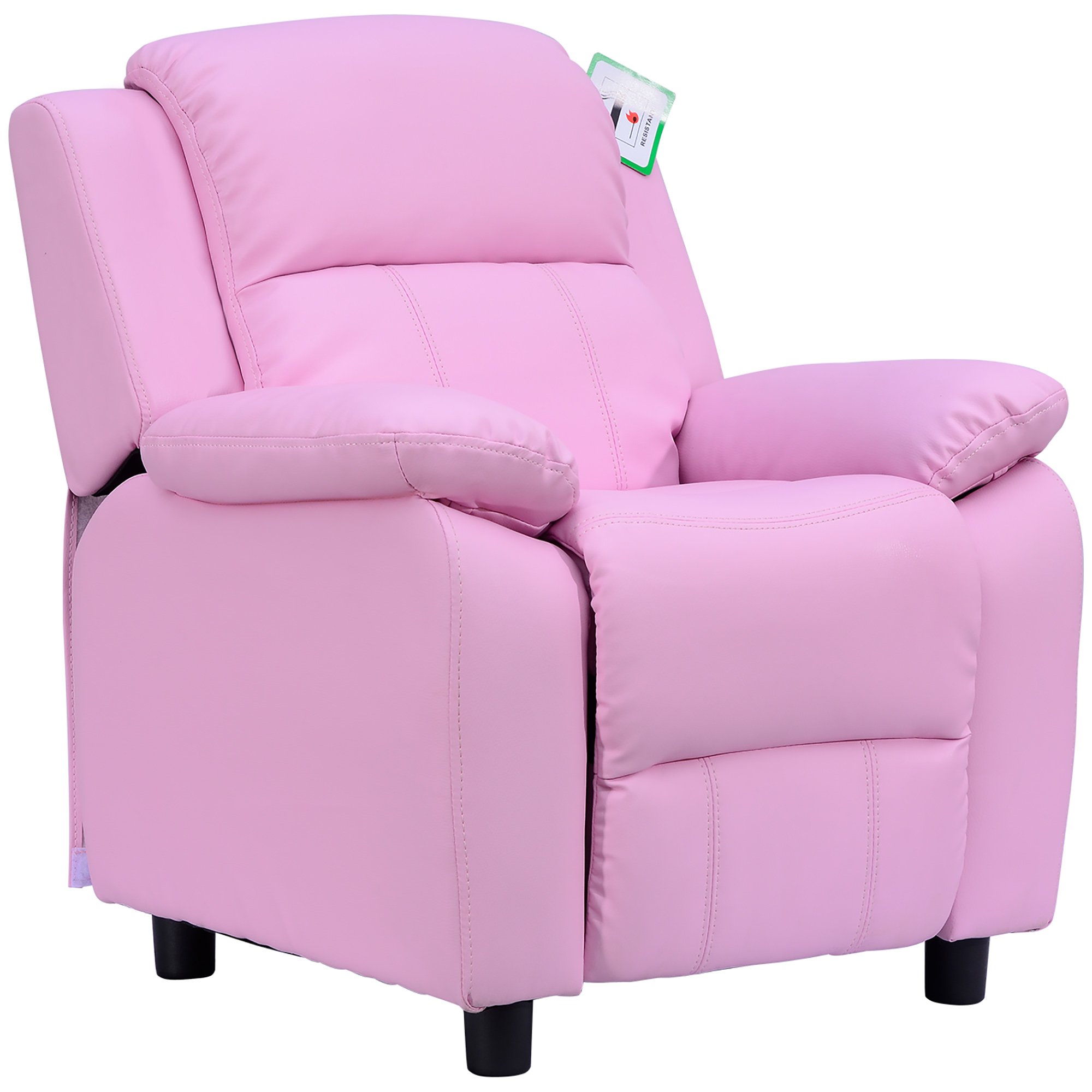 HOMCOM Single Seat Faux Leather Reclining Armchair Lounger - Pink - Image 1