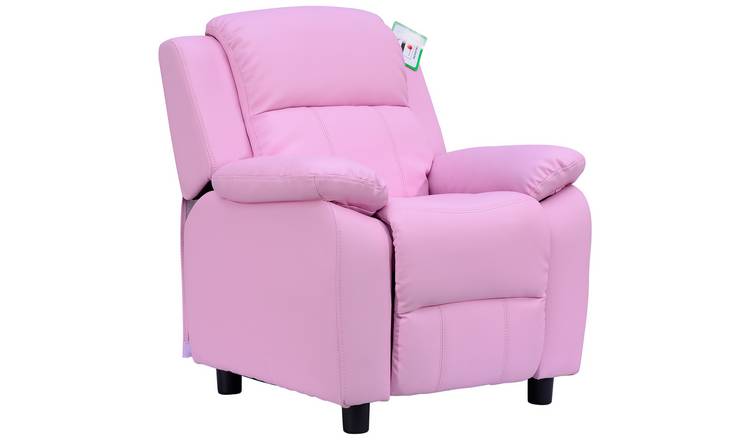 HOMCOM Single Seat Faux Leather Reclining Armchair Lounger - Pink