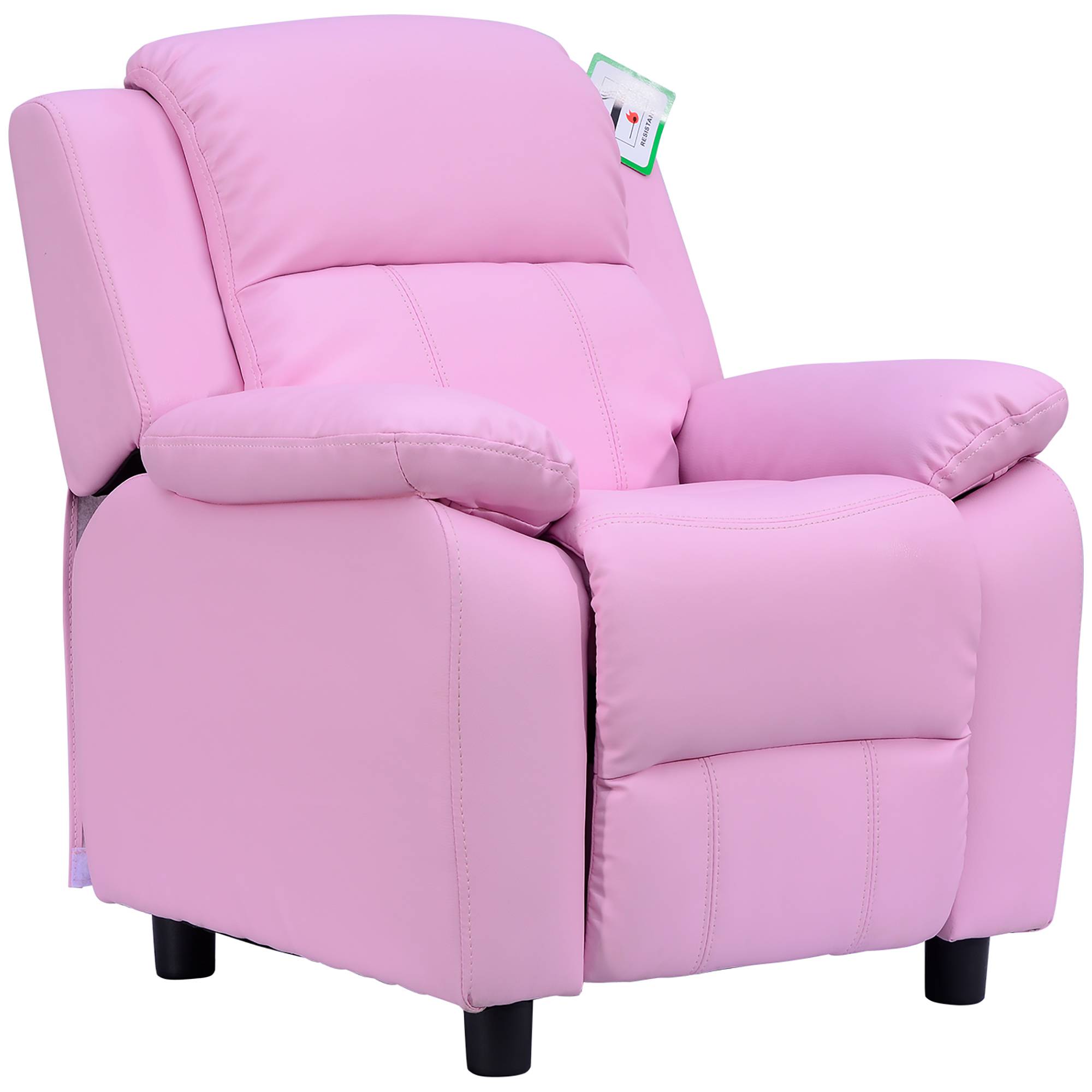 HOMCOM Single Seat Faux Leather Reclining Armchair Lounger - Pink - Image 1