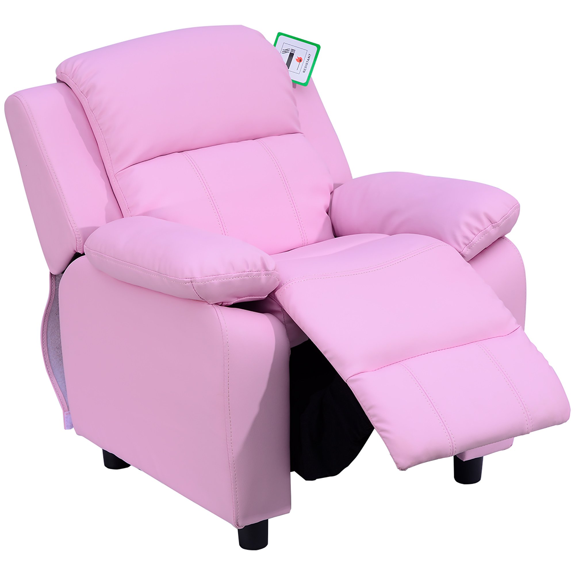 HOMCOM Single Seat Faux Leather Reclining Armchair Lounger - Pink - Image 2