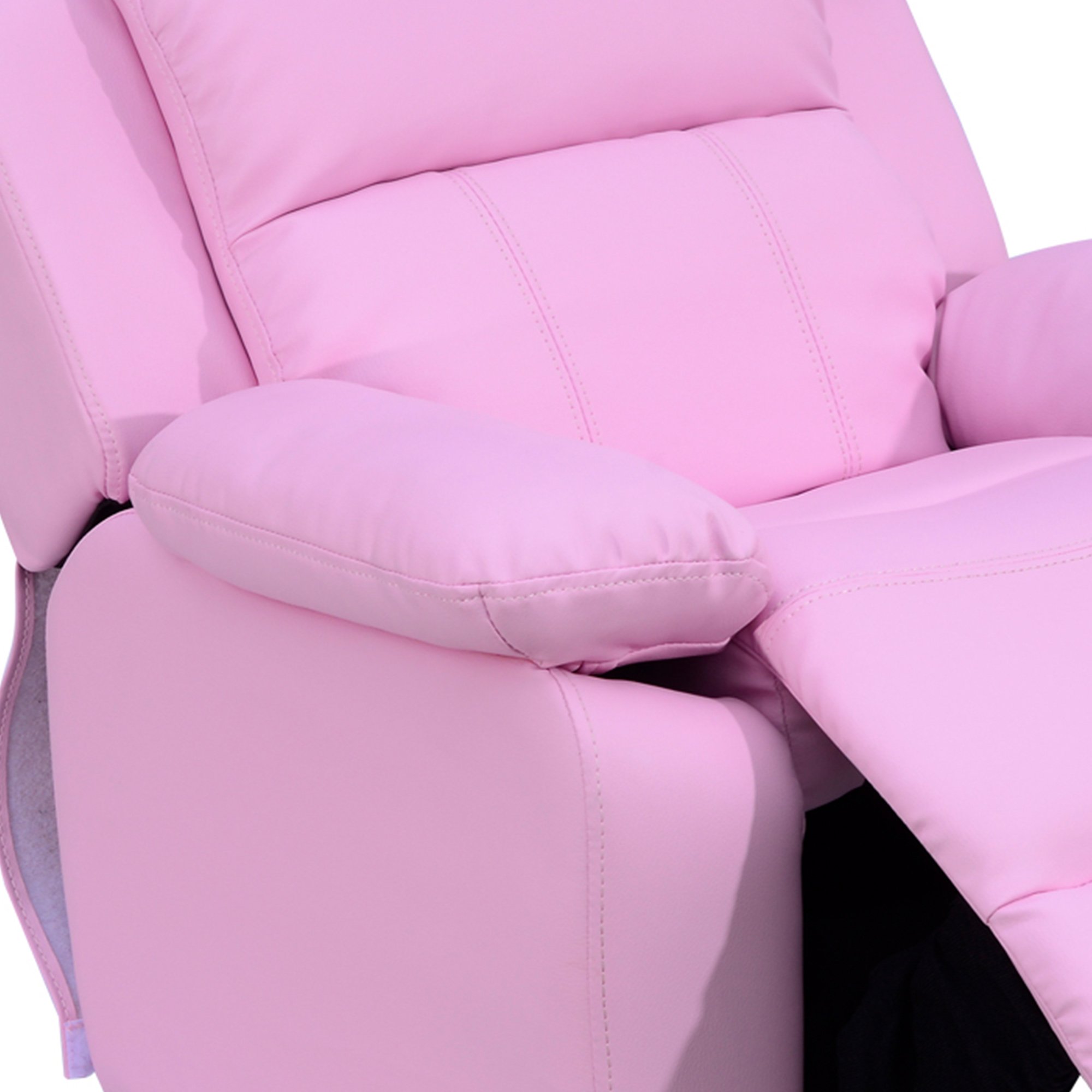 HOMCOM Single Seat Faux Leather Reclining Armchair Lounger - Pink - Image 3