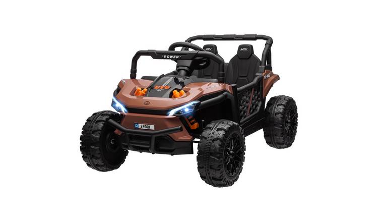 AIYAPLAY 12V Age 3 to 5 Remote Control Lights and Music Ride on Car – Brown
