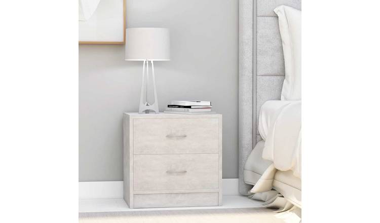 Walplus 2 Drawer Bedside Cabinet - Stone Grey - 40 x 30 x 40 cm