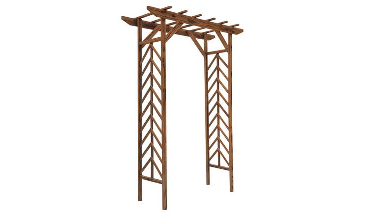 Outsunny Wooden Arch Trellis for Climbing Vines - Carbonised