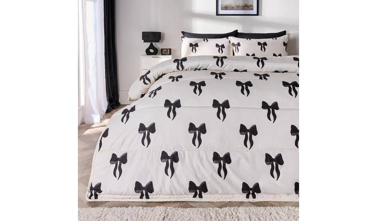 OHS Bows 10.5 Tog Coverless Duvet Set Bedding Mono - Single