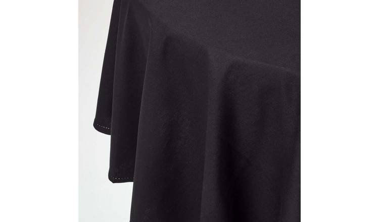 Homescapes Cotton Round Tablecloth - 178 cm - Black