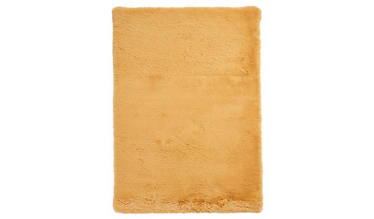 Mega Flooring Yellow Shaggy Plain Rug - 60 x 120cm