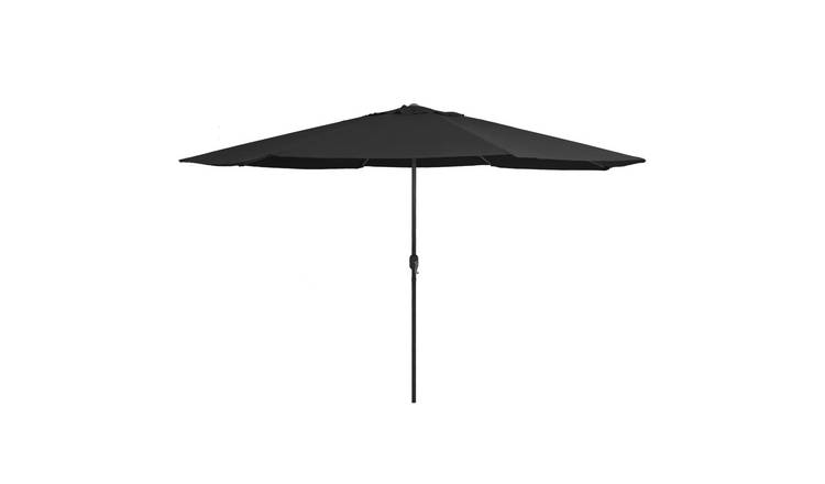 Walplus Polyester Garden Parasol - Black - 390 x 247 cm