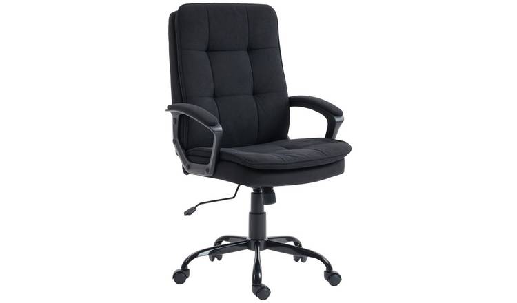 HOMCOM Fabric Adjustable Swivel Office Chair with Dual Layer Padding - Black