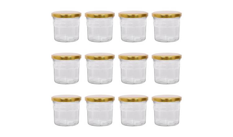 Argon Tableware Glass Jam Jars with Lids - Pack of 12