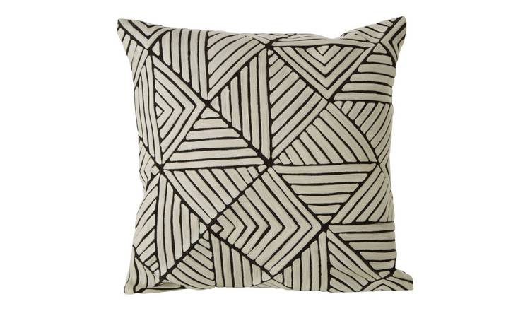 Orsina Bosie Ozella Geometric Maze Design Square Cushion – Black and White