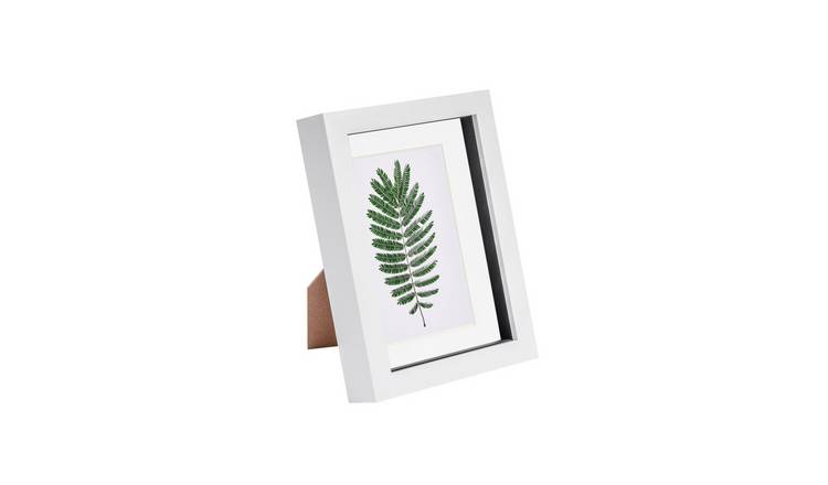 Nicola Spring 3D Box Photo Frame - 5 x 7" with Mount - White/White