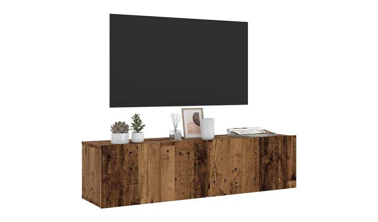 Walplus Engineered Wood Wall Mounted TV Cabinet - Dark Wood - 120 x 30 x 30 cm