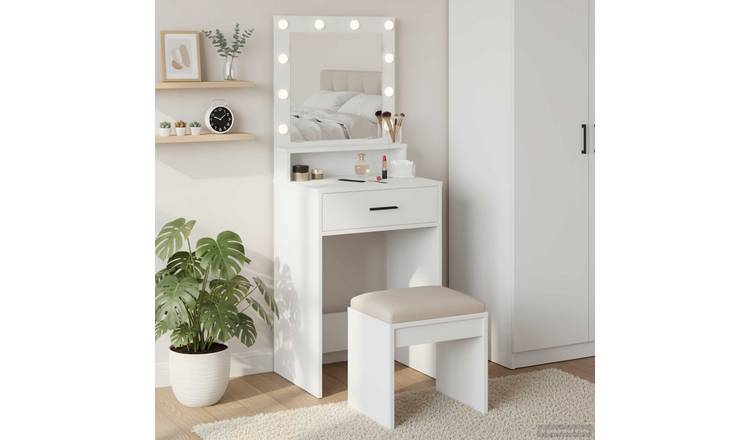 Walplus 2 Drawer Engineered Wood Dressing Table - White - 50 x 41 x 135 cm