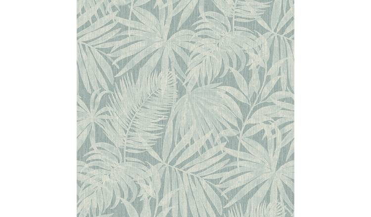 Grandeco Boutique Tropical Palm Leaf PVC-free Eco Wallpaper - Blue