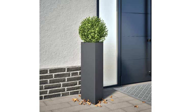Walplus Steel Garden Planter - Anthracite - 30 x 26 x 75 cm