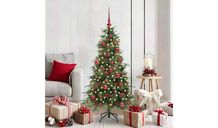 Walplus 150 LED Bulb Lights Hinged Artificial Christmas Tree - Green - 150 cm