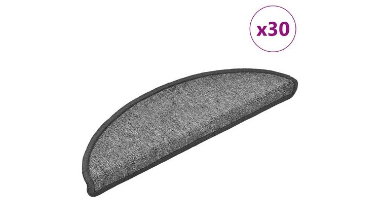 Walplus Pack of 30 Half Round Polypropylene Stair Mats - Dark Grey - 56 x 17 cm