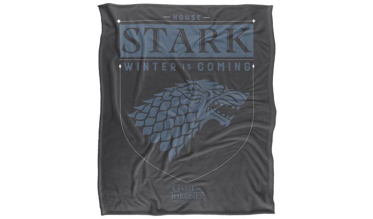Game Of Thrones House Stark Sigil Soft Touch Grey & Blue Blanket - 147cm x 91cm