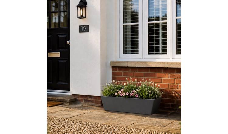 Fargro Home and Garden 23L Polystone Large Window Box Planter - Charcoal Black