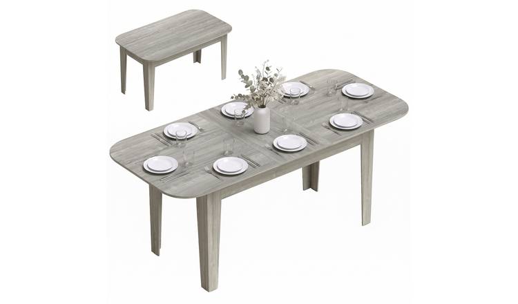 HOMCOM 140-180cm 4-6 Seat Extendable Oval Dining Table – Grey Wood Effect
