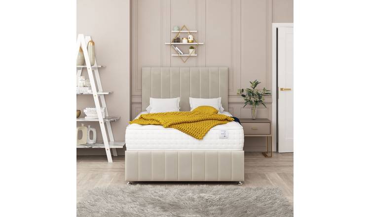 Bed Choices Moscow King 26" Headboard Divan Bed Set - Cream