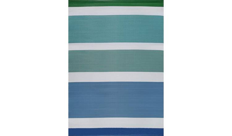 The Rugs Blue Rainbow Reversible Striped Outdoor Rug - 120 x 160cm
