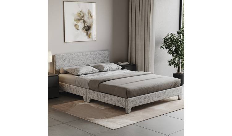 Vida Designs Victoria Velvet King Size Bed Frame - Silver