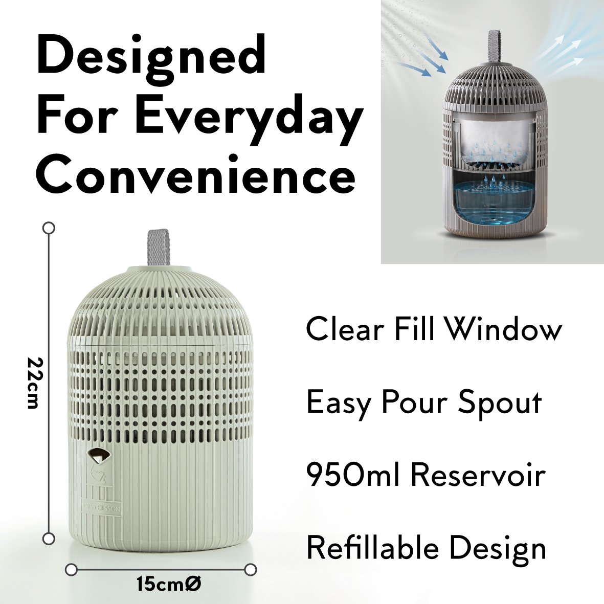Tors+Olsson 950ml Non Electric Dehumidier - Sage Green - Image 6
