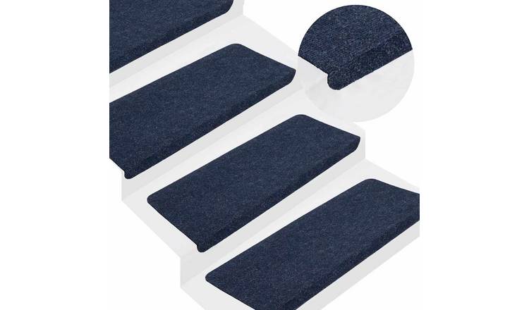 Walplus Pack of 15 Self-Adhesive Needle-Punched Stair Mats - Blue - 65 x 24.5 cm