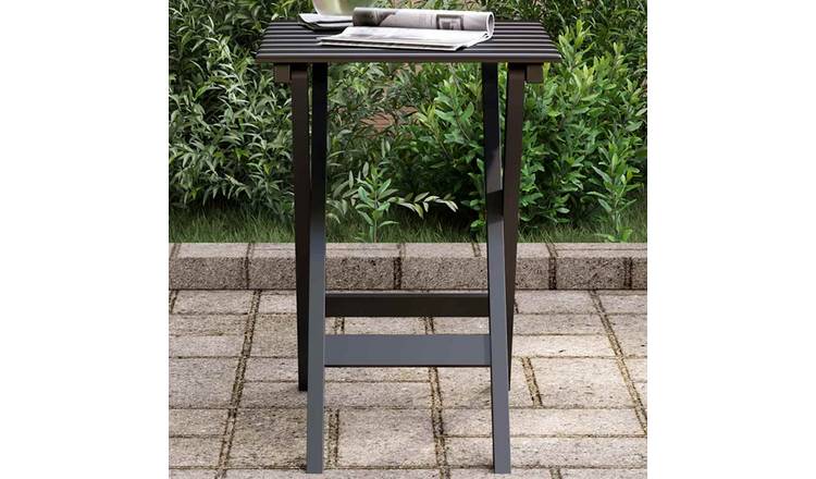 Walplus Poplar Wood Side Table Foldable - Black - 60 x 35 x 5 cm