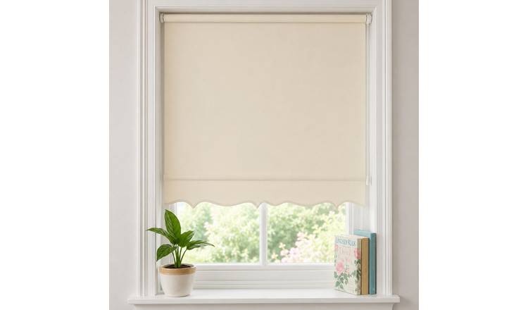 New Edge Blinds Cream Scalloped Edge Roller Blind - 180cm x 165cm
