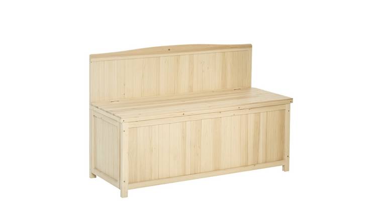 Outsunny Wooden Garden Arch Trellis Wood Bench Outdoor Storage - Natural