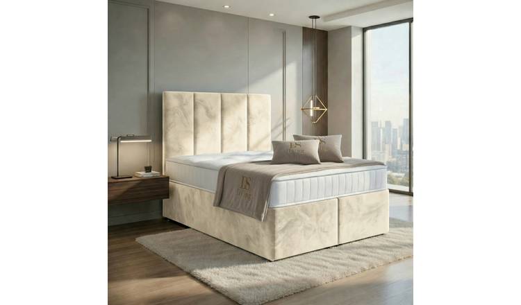 DS Living Harmony Double Velvet Ottoman Bed Frame - Cream