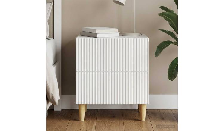 Walplus Engineered Wood Bedside Cabinet - White - 43 x 34.5 x 48 cm
