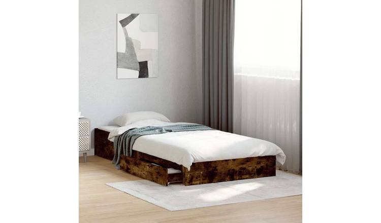 Walplus Solid Pine Small Single Bed Frame Sprung Base - White
